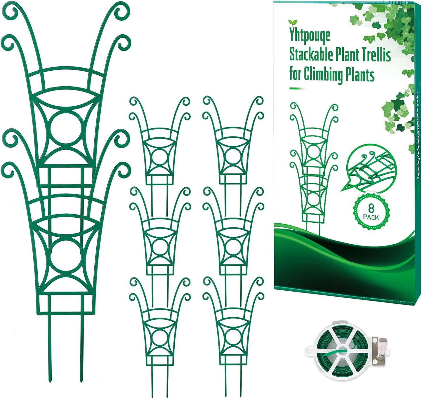 8 Pack Trellis for Potted Plants, Stackable Indoor Plant Trellis for Climbing Plants, Garden Trellis Outdoor for Flower Vine Lvy Hoya Houseplants Plant Support