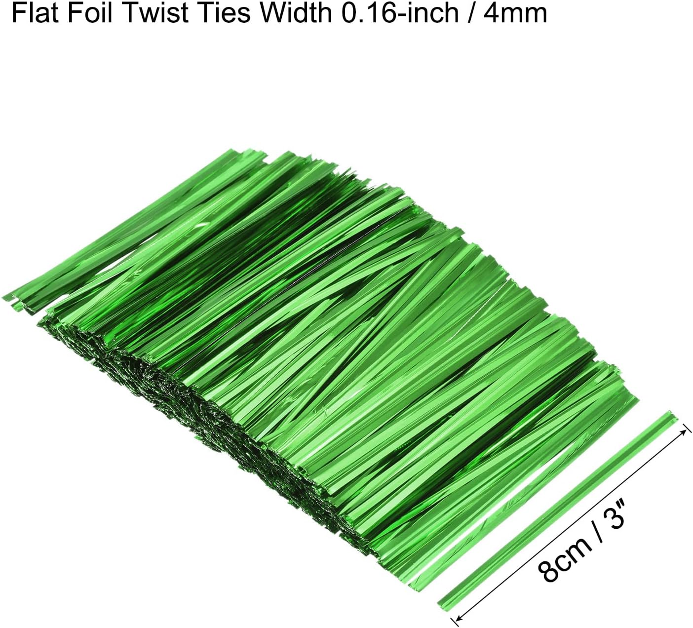 MECCANIXITY Foil Twist Ties 3" 8cm Metallic Plastic Closure Tie for Tying Bread, Candy, Cookies, Gift Bags Arts Crafts Ties Green Pack of 750