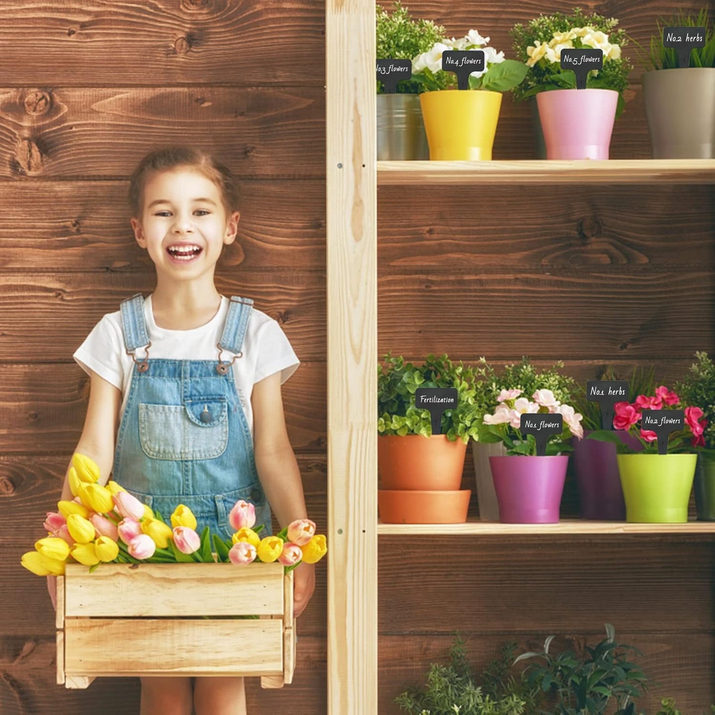 KINGLAKE 100 Pcs Waterproof Thick Plastic Black Plant Tags T Type Nursery Garden Labels