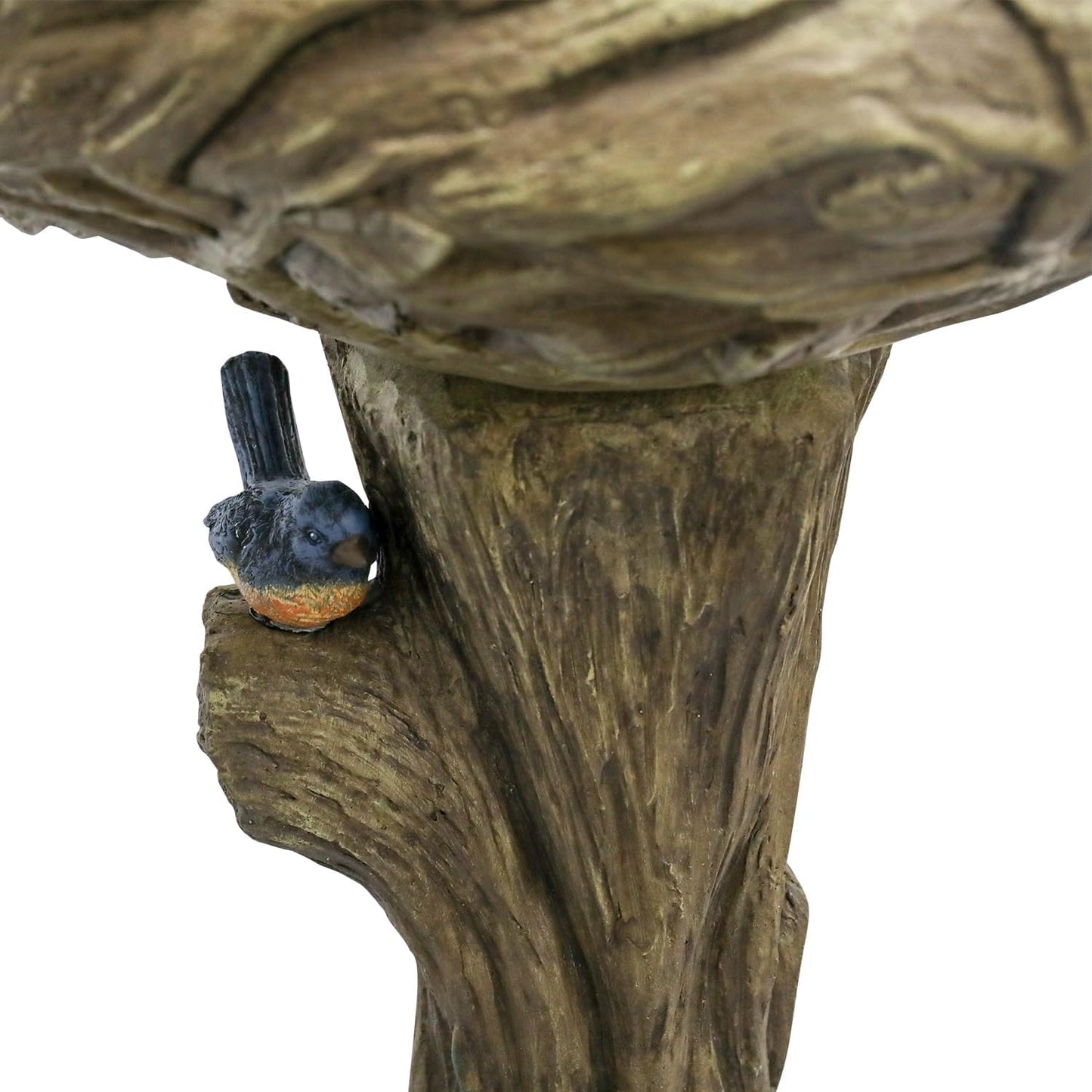 SKYFIRE 25.5” H Concrete Birdbaths for Outdoors -Large Woodland Tree Trunk Yard Statue Decoration，Vintage Birdbath with Bird Figurines Yard Statue for Garden, Patio, Lawn, Backyard