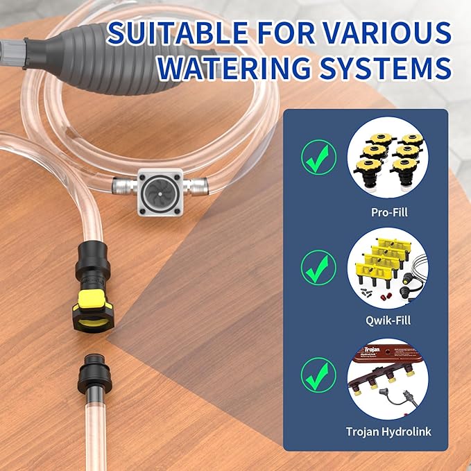 Golf Cart Water Filler for Flow Rite Pro Fill Watering System, Hand Water Pumb for Trojan HydroLink Watering System (Golf Cart Water Filler - with Flowmeter)