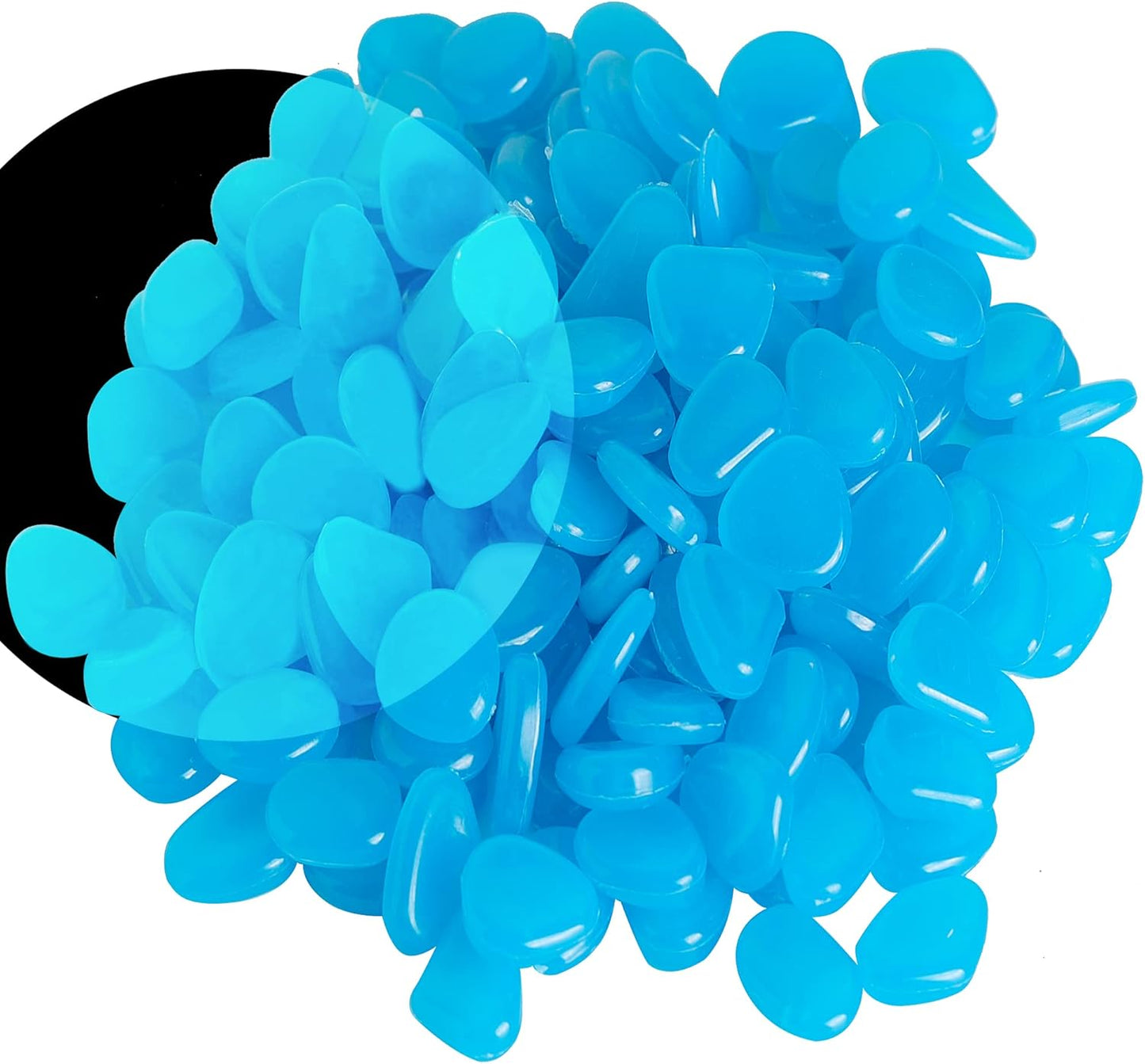 OSOPOLA 150 PCS Luminous Stones - Blue Glow Rocks Decorations DIY Decorative Pebbles for Aquarium Fish Tank Sidewalk Garden Path Patio Terrace Lawn Yard Ornaments Blueness Cobbles Decor FD05BL150