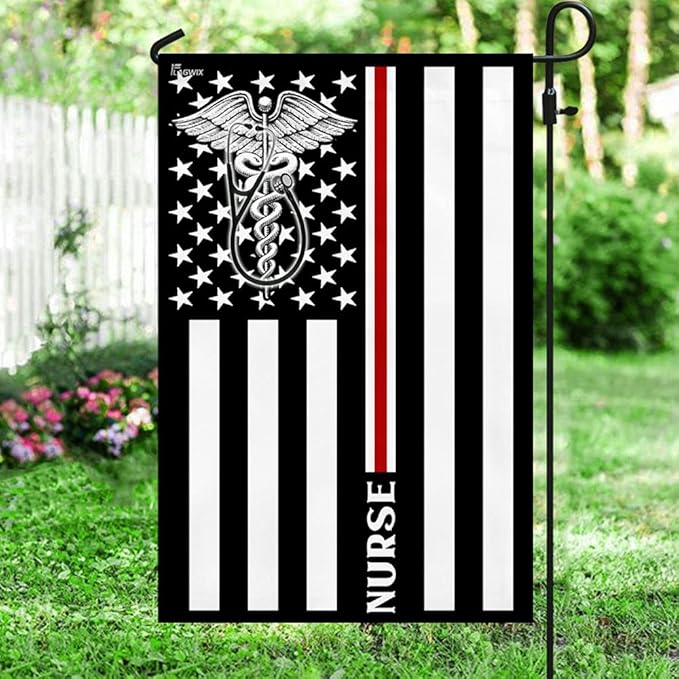 FLAGWIX American Flag, Nurse Flag Thin Red Line Nurse Flag - 4th of July, Independence Day Decorations for Home, Garden, House Flag 30x40 - USA Flags Premium Polyester, Decorative Indoor Outdoor Flag