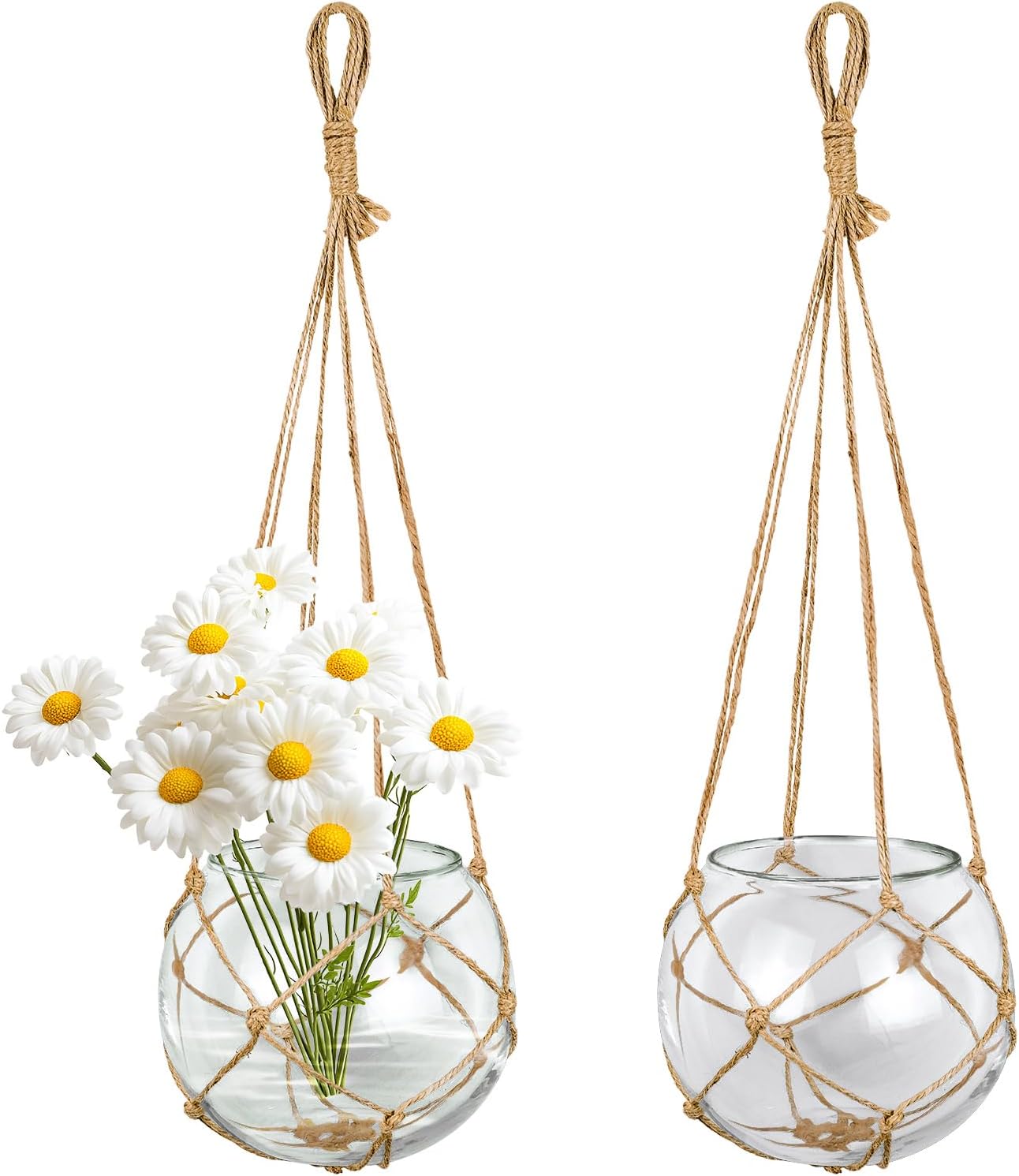 SAILINGSTORY Hanging Glass Plant Terrarium 5" Glass Planter Propagation Stations Flower Vase Clear Set of 2 Pack