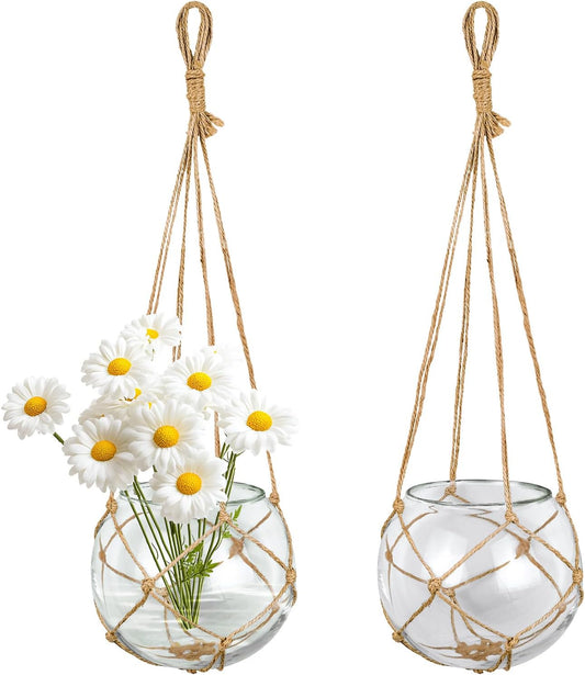 SAILINGSTORY Hanging Glass Plant Terrarium 5" Glass Planter Propagation Stations Flower Vase Clear Set of 2 Pack
