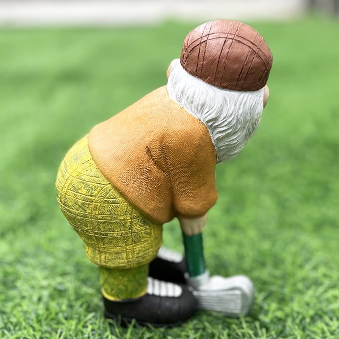 Elenon Funny Garden Golf Gnome Outdoor Statue Decorative, Adorable Flower Bed Decor Golfing Gnome Statue, Yard Patio Art Decor Dwarf Sculptures Table Ornament