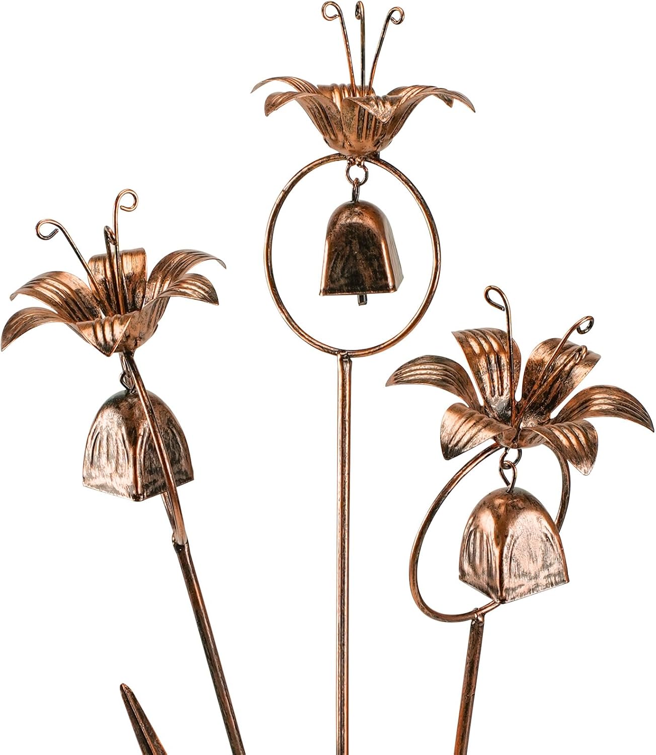 Metal Bronze Calla Lily Flowers with Bells for Outdoor Garden Decor