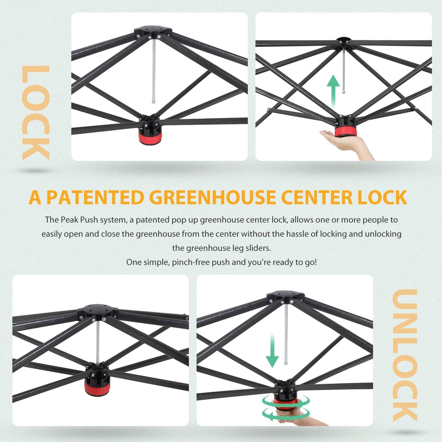 EAGLE PEAK Instant Pop-up Greenhouse, Indoor Outdoor Plant Gardening Green House, Roll-Up Zipper Doors and Side Windows, Walk in 8x6 ft, PE Cover, Green/Clear