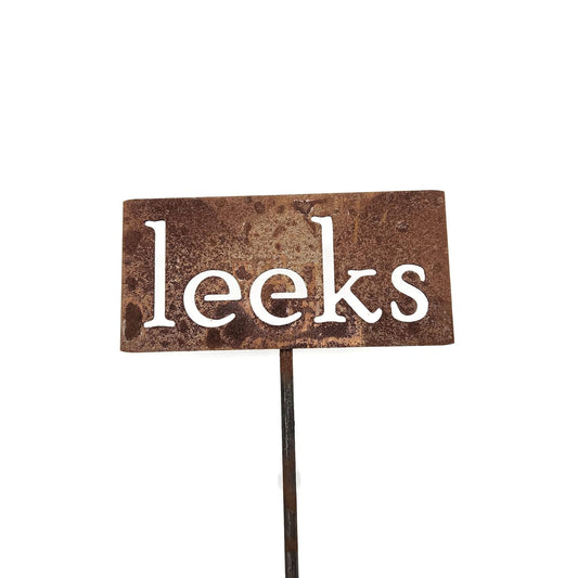 Classic Metal Garden Markers 19 Inches Tall (leeks, Naturally Rusted)
