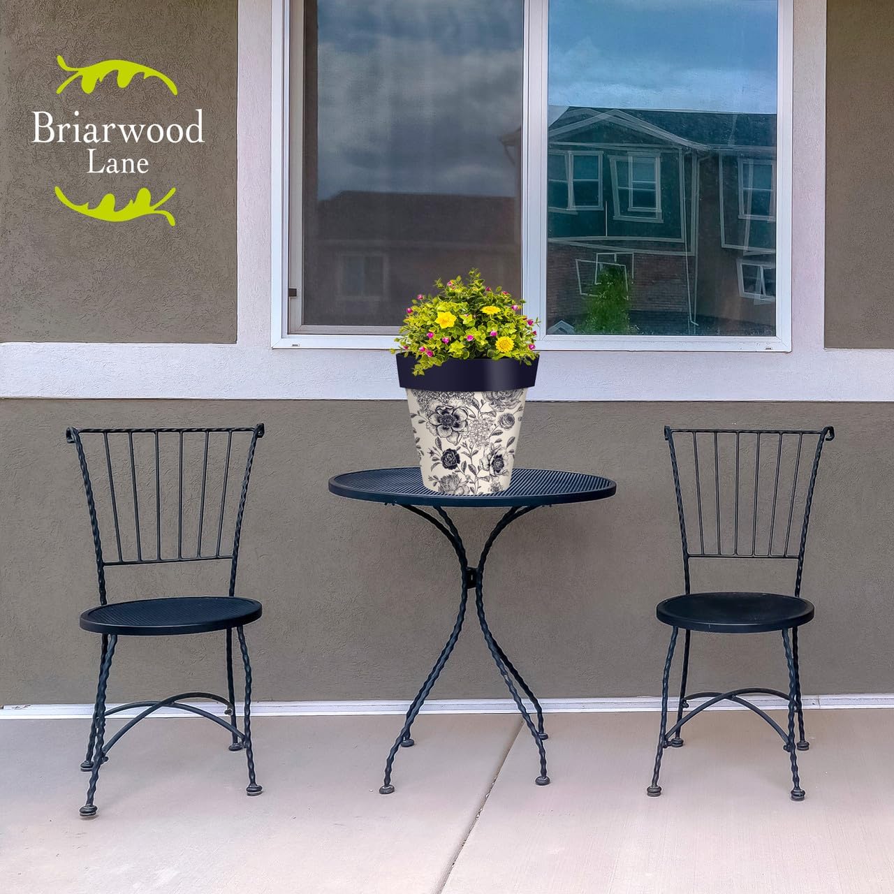 Briarwood Lane Woodcut Floral Medium Planter