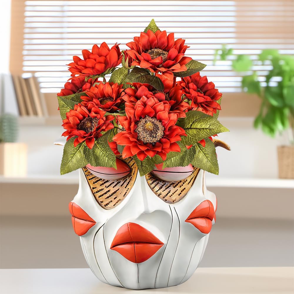 New Picassos Abstract Beauty Face Flower Pot, Colorful Abstract Head Plant Pots, Interesting Decorative Flower Resin Flower Pot, Unique Flower Pots for Home Art Decoration (A1)