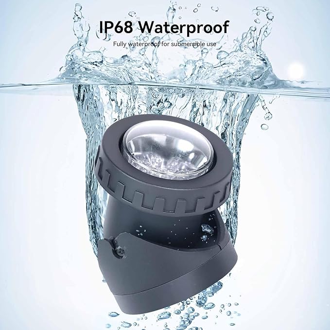 Pond Lights with Timer, Colored Fountain Lights IP68 Waterproof Pond Light, Underwater LED Dimmable Outdoor Lights for Fish Tank Pond Fountain Garden Landscape, 2 Lights