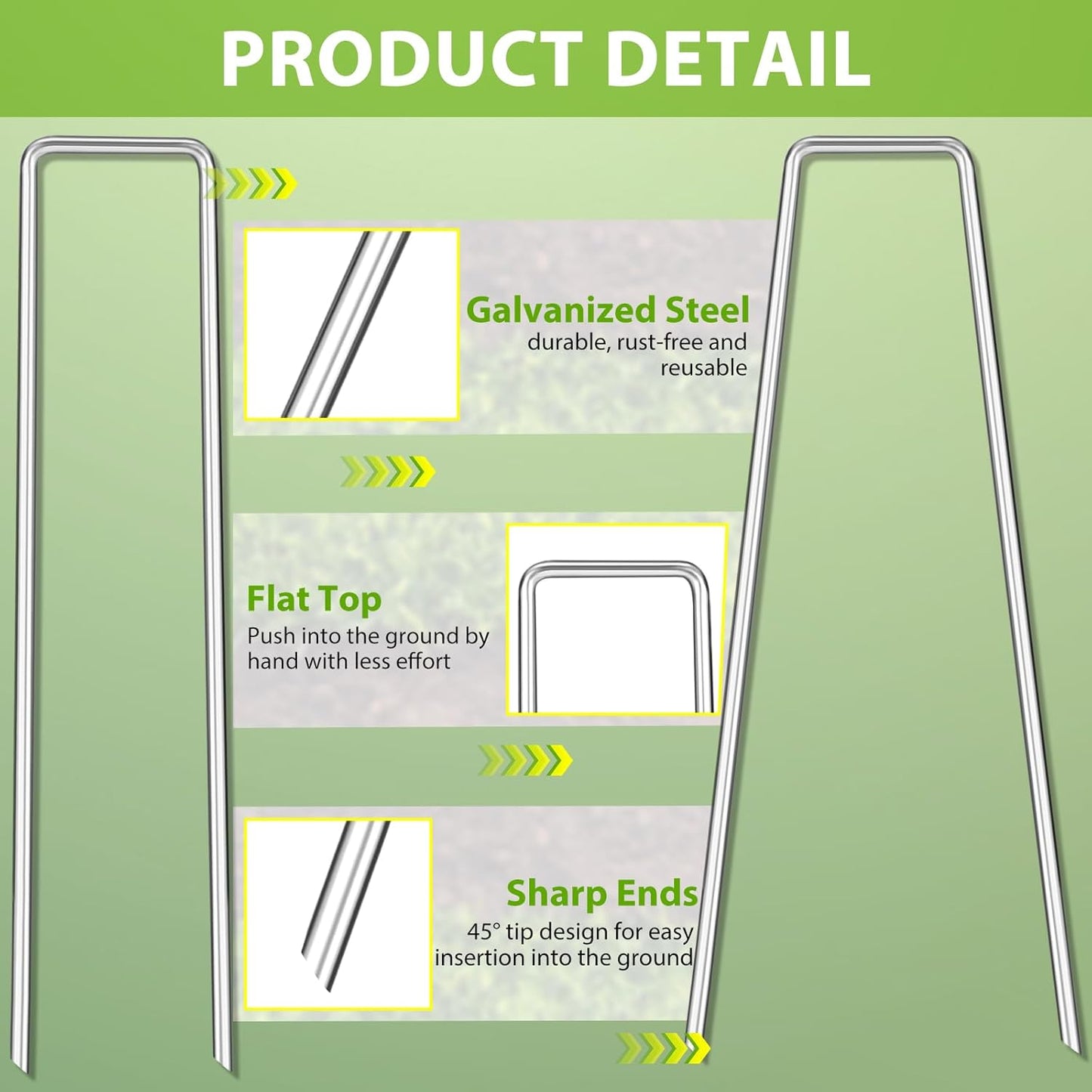 Landscape Staples 12 Inch, 12 Pack 8 Gauge Galvanized Garden Staples U-Shaped Landscape Stakes, Heavy Duty Ground Stakes for Outdoor Decorations, Weed Barrier Fabric, Irigation Tubing, Tent