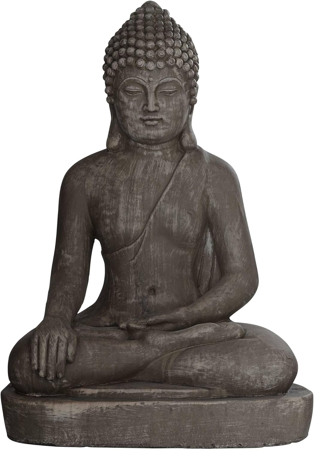 John Timberland Sitting Buddha Statue Sculpture Zen Asian Japanese Garden Decor Outdoor Front Porch Patio Yard Outside Home Balcony House Exterior Weathered Light Sandstone Finish 29 1/2" Tall