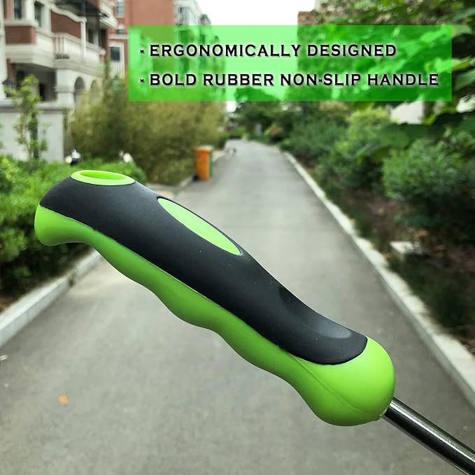 SHANFEEK Dandelion Puller with V-Shaped Shovel Gardening Hand Tools 13-Inch Weed Remover Tool for Garden Yard Weed Puller with Rubber Non-Slip Handle (Green)