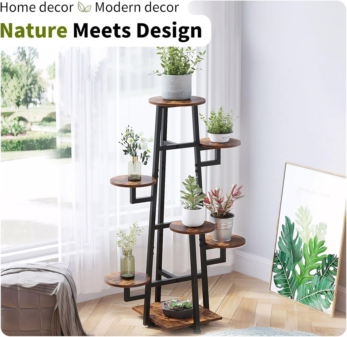 7 Tier Plant Stand Indoor, Tiered Plant Stands for Indoor Plants Multiple, Corner Flower Stand for Living Room, Multi-Layer Vintage Design Plant Shelf