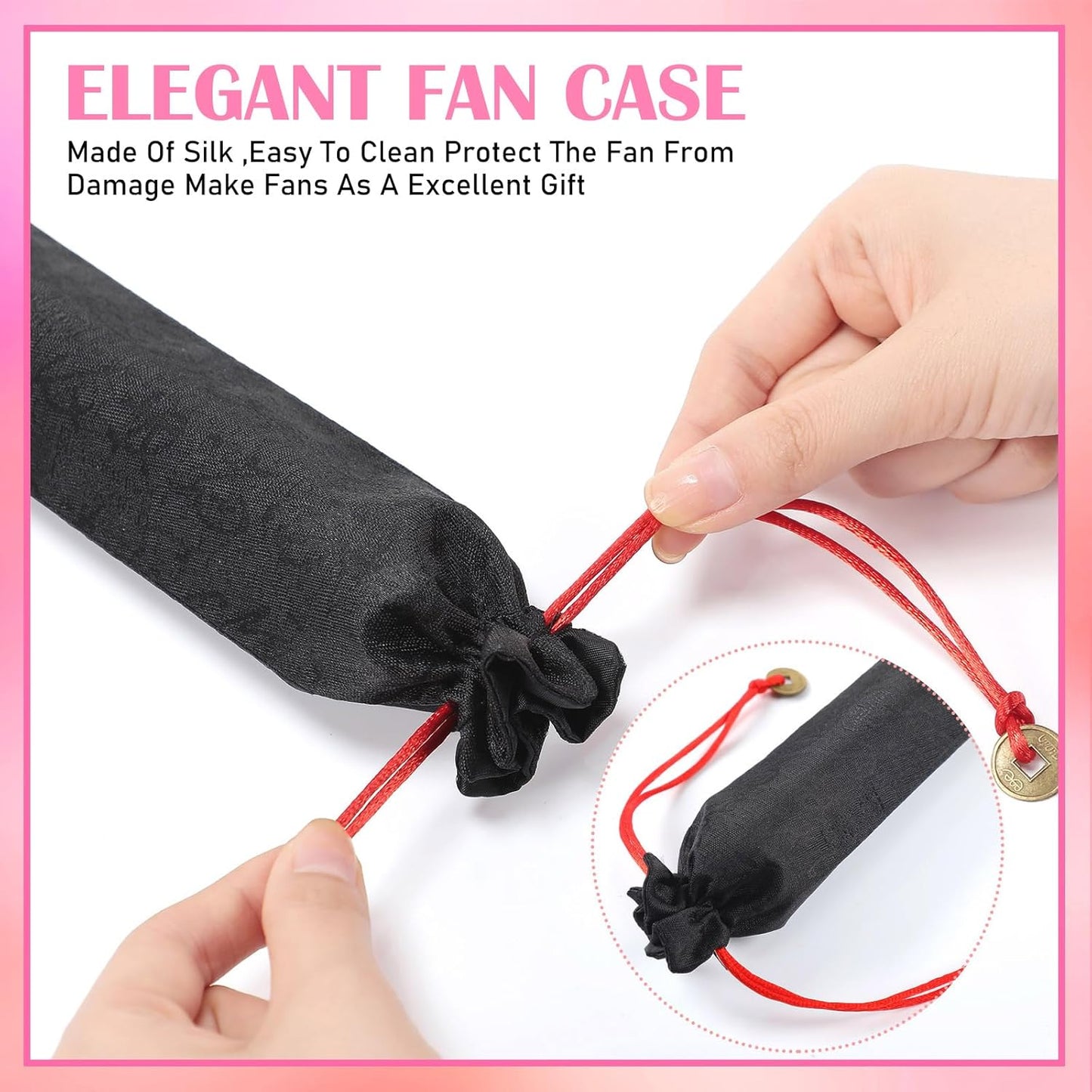 Maitys 4 Packs Large Clap Fans for Line Dancing Large Chinese Folding Hand Fans for Men and Women, Festival, Tai Ji, Kungfu, Martial Art, Gifts (Pink)