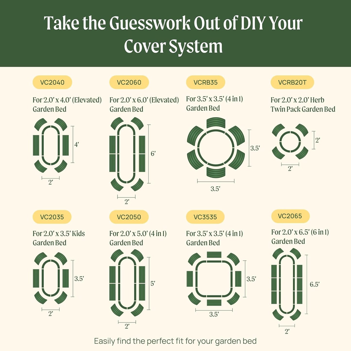 Vego garden Cover System for 2.0' x 3.5' Kids Garden Bed