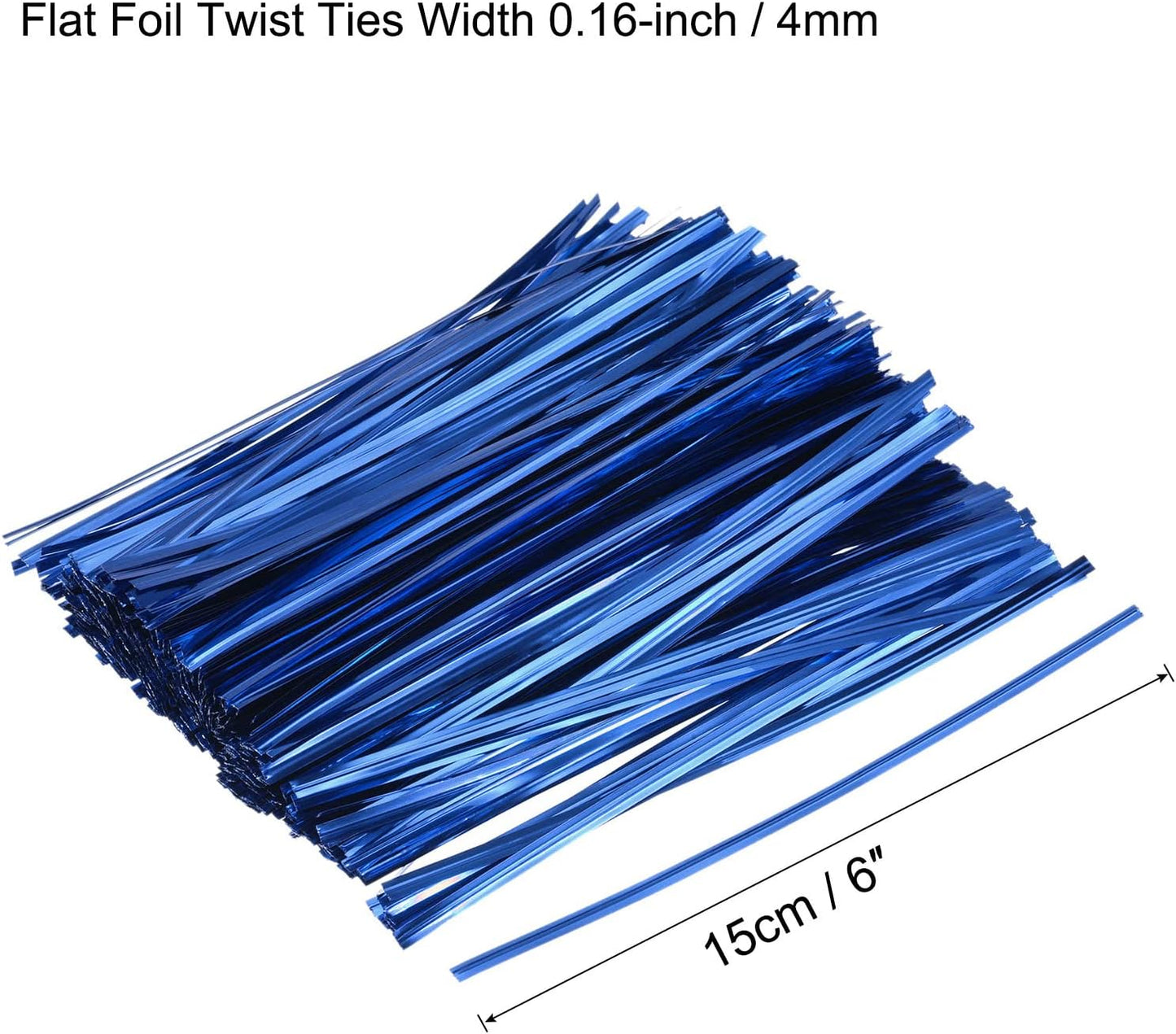 MECCANIXITY Foil Twist Ties 6" 15cm Metallic Plastic Closure Tie for Tying Bread, Candy, Cookies, Gift Bags Arts Crafts Ties Blue Pack of 750