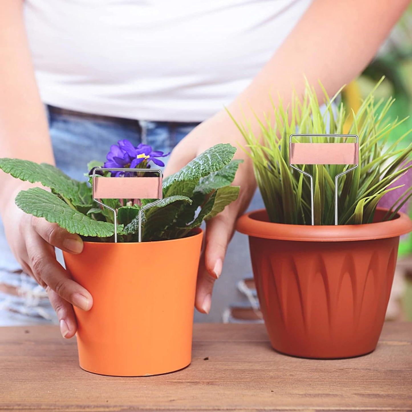 Wehhbtye 25 PCS 6 Inch Metal Plant Label Stakes-Copper Metal Plant Tags,High Copper Plate Plant Labels,Coppers Plant Tags with 1 Maker Pen for Flowers, Vegetables, Seedlings, Seed,etc