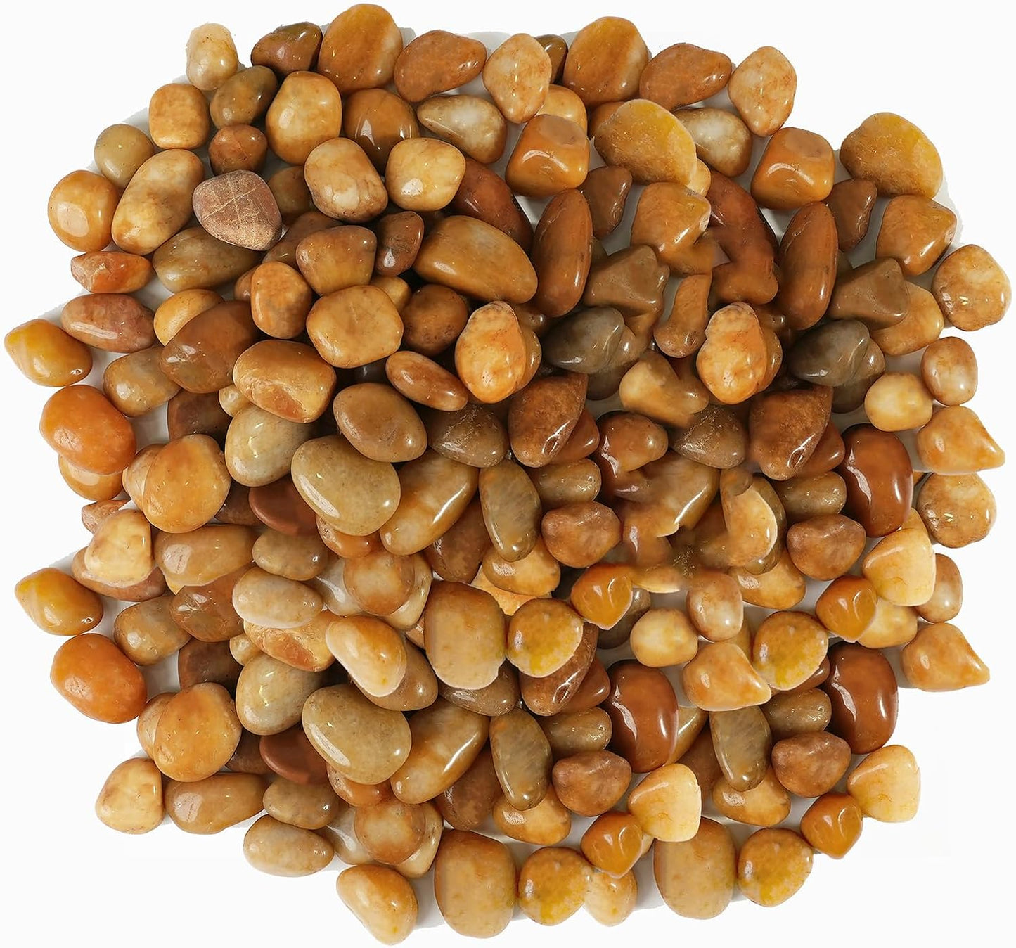 Stonecreek 24 LBS River Rocks (2 x 12 LBS Bags) – Natural Polished Decorative Pebbles, Garden Landscaping Stones for Planters, Vase Fillers, Succulent Pots, Fish Tanks & Terrariums, Yellow Medium