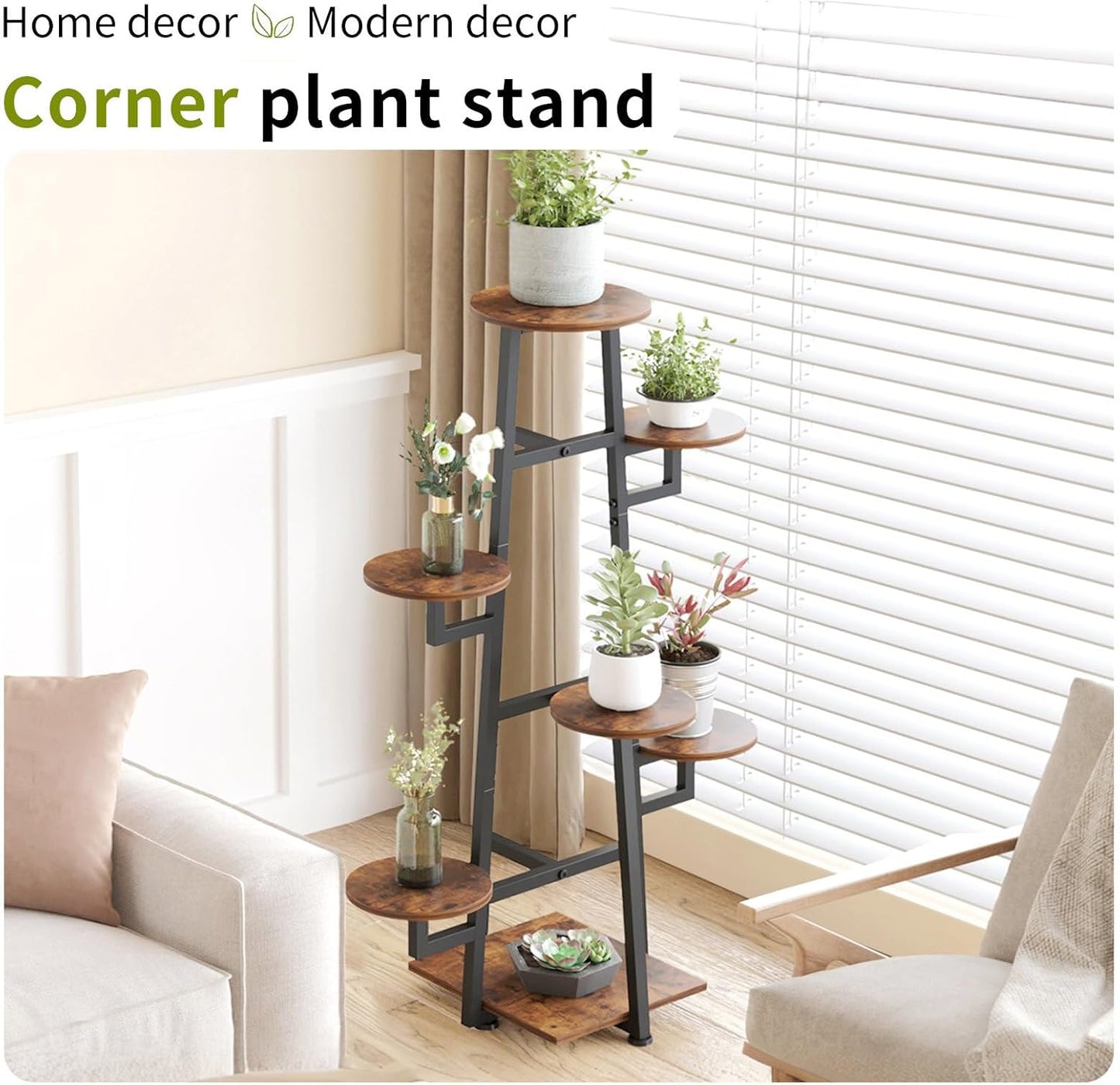 7 Tier Plant Stand Indoor, Tiered Plant Stands for Indoor Plants Multiple, Corner Flower Stand for Living Room, Multi-Layer Vintage Design Plant Shelf