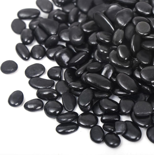 5LB Black Pebbles for Indoor Plants, Vases, Succulent, 3/8 Inch Small Black Rocks for Plants, Polished & Decorative