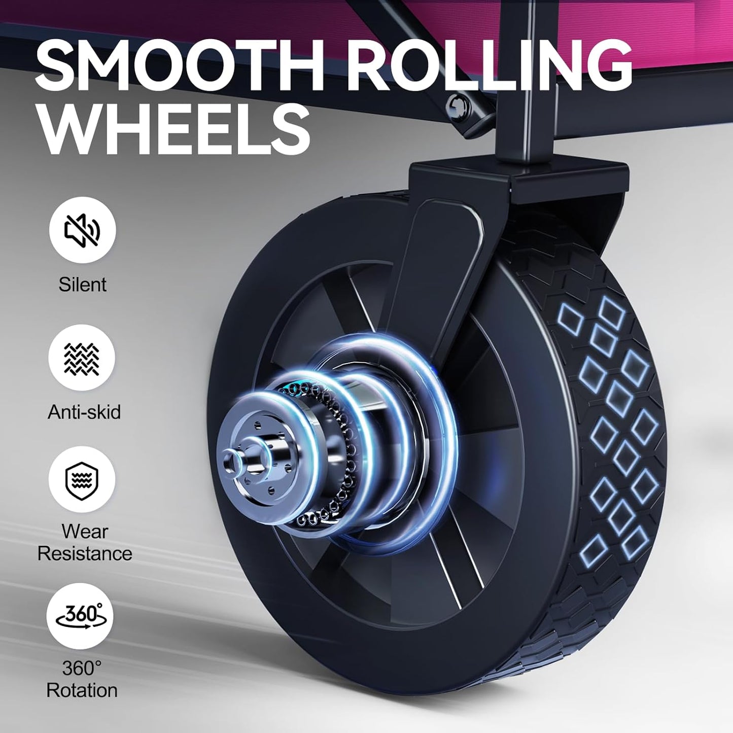 Collapsible Folding Wagon, Heavy Duty Pink Foldable Wagon Cart with Wheel, Lightweight Utility Grocery Cart with 200lbs Weight Capacity for Garden, Beach, Camping Sports, Fishing