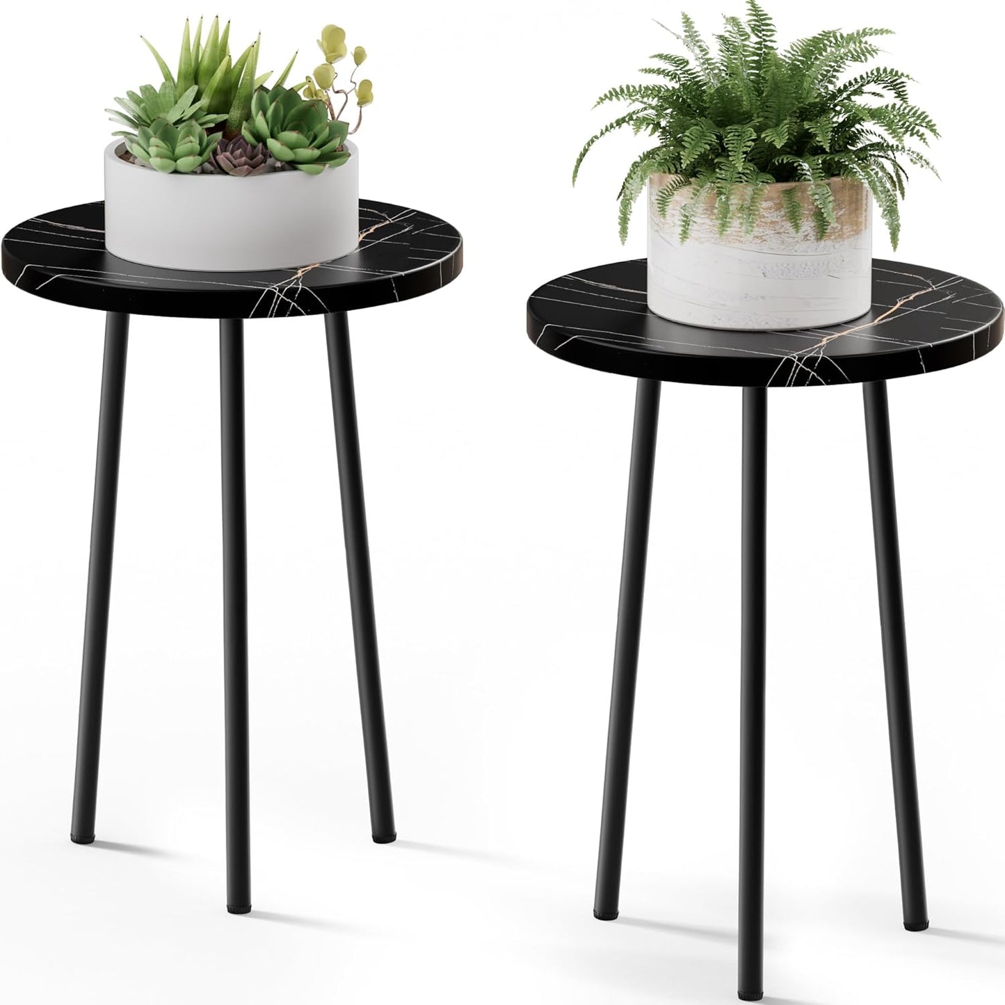 Plant Stand Indoor 2 Pack: Tall Plant Stand 20 Inch Convertible Multi-purpose Flowers Holder - Small Round Side End Table Mid Century Modern Decor - Plant Table for Home Decor