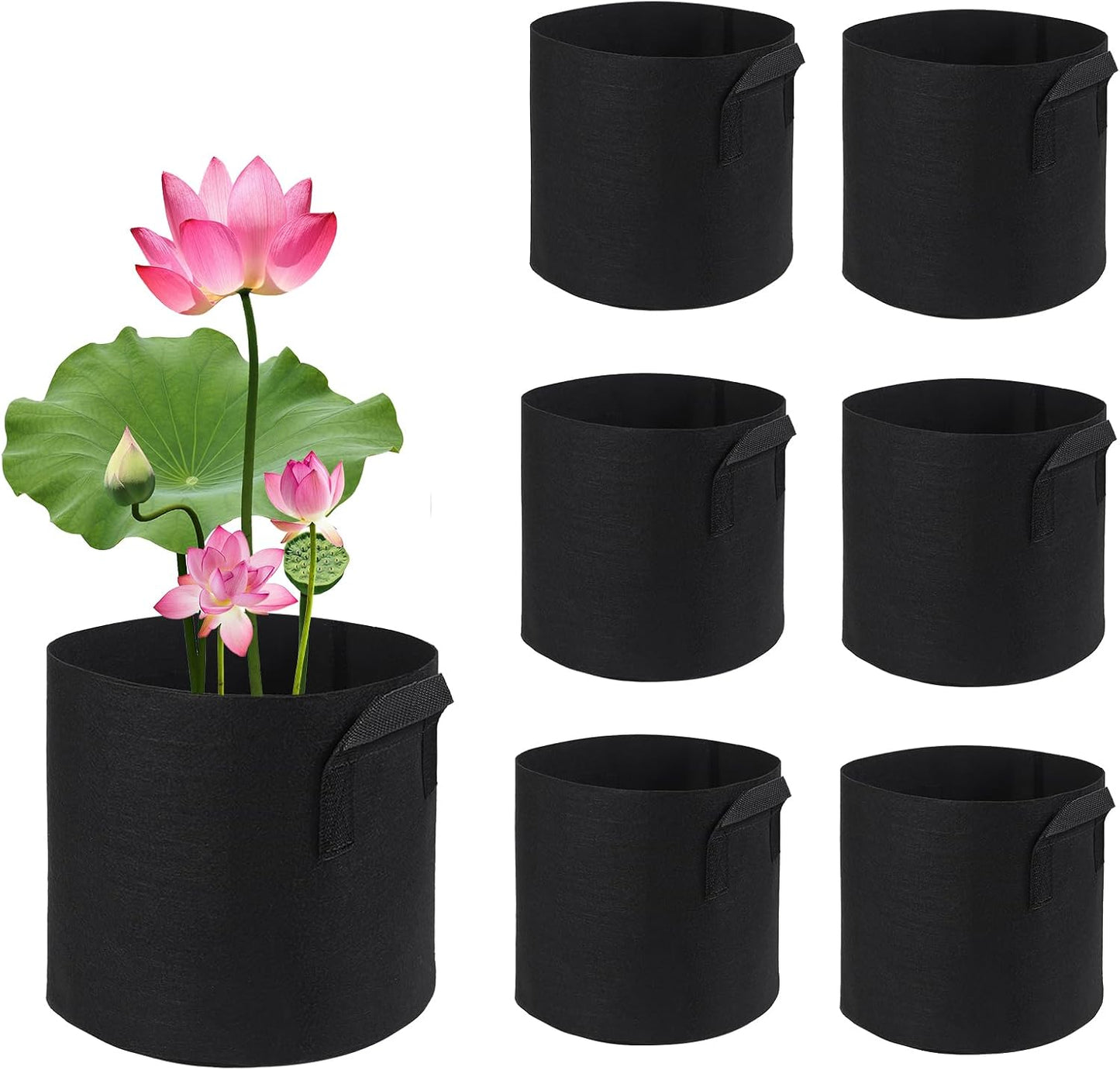 6Pcs Lily Plant Pots for Pond, Aquatic Pond Planter for Pond Durable Breathe Reusable Fabric Plant Bags for Aquatic Plants, Potato, Carrot, Onion, Flower (1 Gallon)