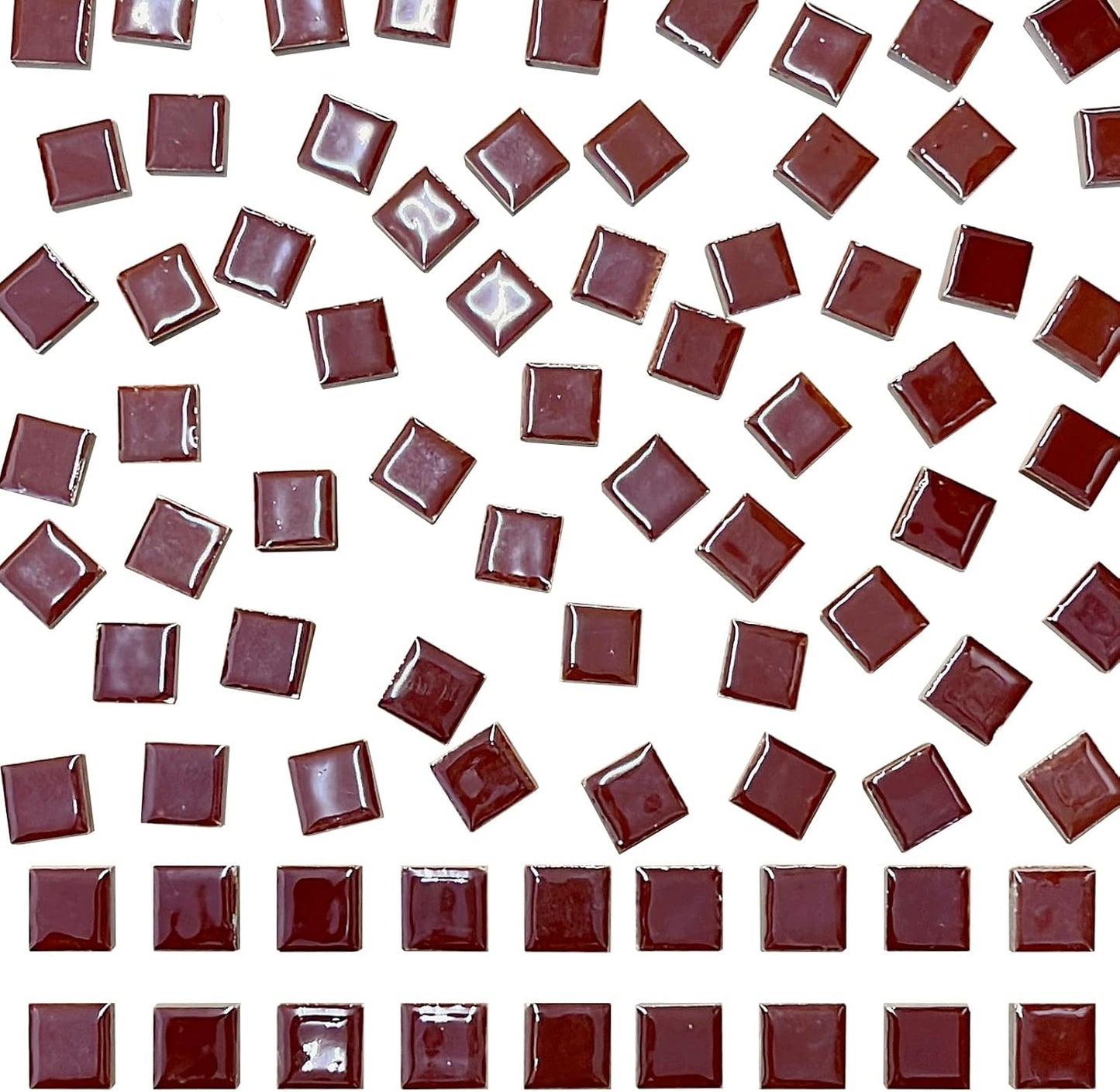 100 Pieces Ceramic Mosaic Tiles 3/5" Square Shapes Mosaic Ceramic Pieces Stained Ceramic Tiles Supplies for Crafts Beginner Mosaic Project Stepping Stones Mosaic Birdhouse Decor - Coffee