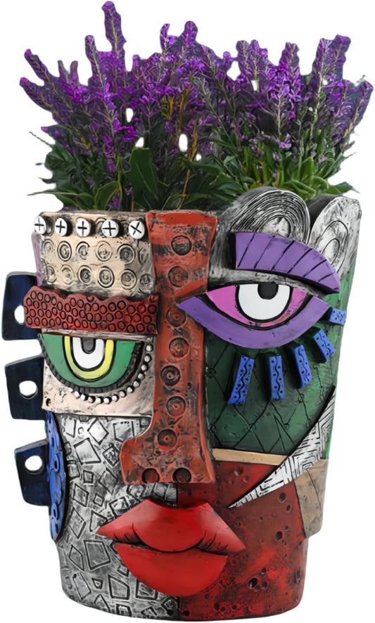 New Picassos Abstract Beauty Face Flower Pot, Colorful Abstract Head Plant Pots, Interesting Decorative Flower Resin Flower Pot, Unique Flower Pots for Home Art Decoration (multicolor-A01)