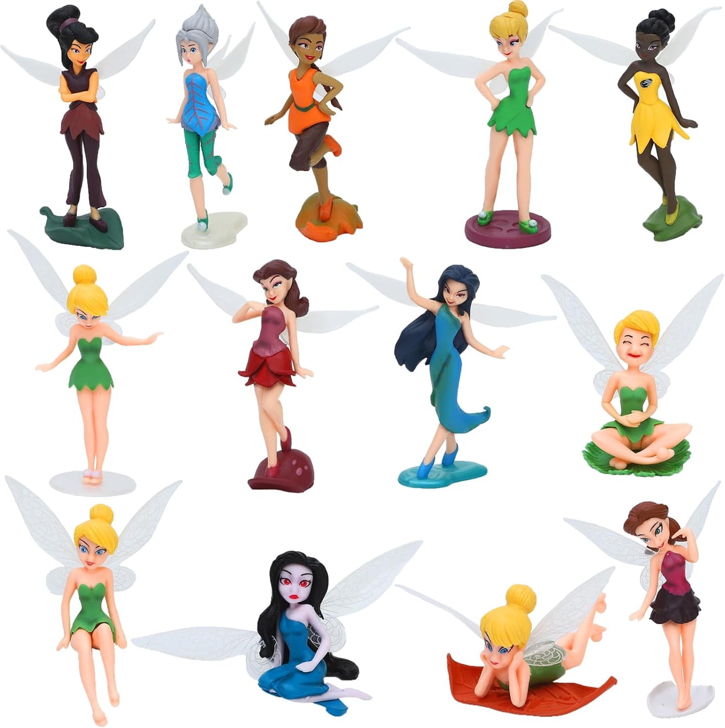 ONEST 13-Piece Miniature Garden Accessories - Small Hand Painted Fairy Figures, Girl Fly Wing Figurines for Car Decor, Fairy Garden, Flower Pot, Birthday Cake Topper