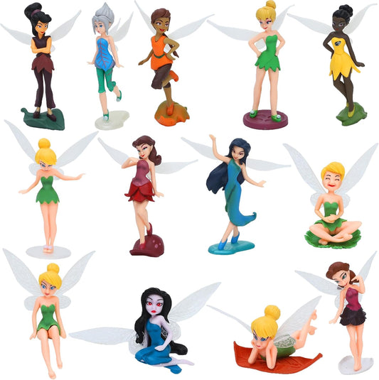 ONEST 13-Piece Miniature Garden Accessories - Small Hand Painted Fairy Figures, Girl Fly Wing Figurines for Car Decor, Fairy Garden, Flower Pot, Birthday Cake Topper