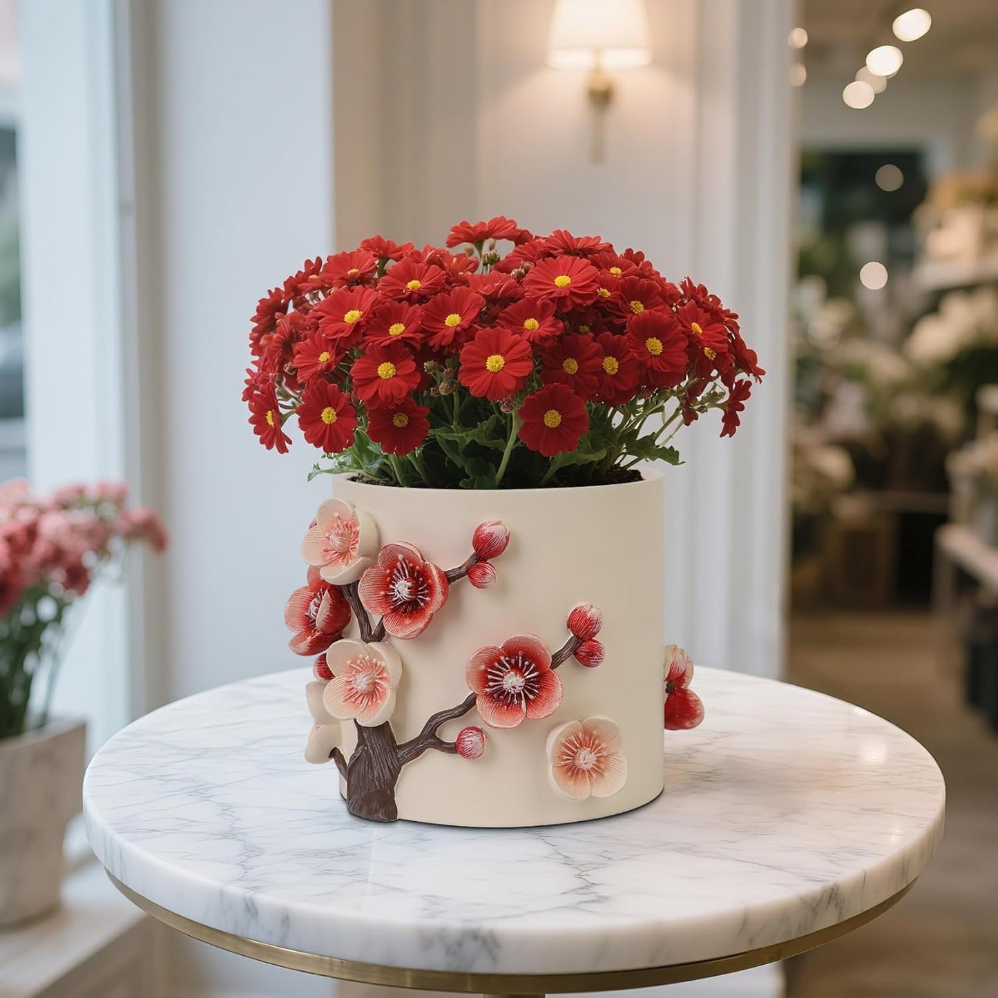 Flower Petals Plant Pots - Cute Planters for Indoor Plants, Decorative Plant Pots with Drainage, Funny Unique Planter for Succulents/Snake Plants/Cactus - Retirement Gift for Woman