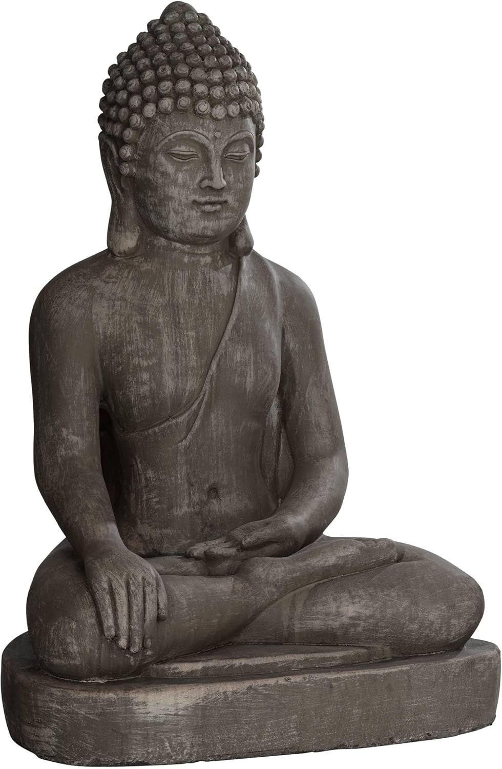 John Timberland Sitting Buddha Statue Sculpture Zen Asian Japanese Garden Decor Outdoor Front Porch Patio Yard Outside Home Balcony House Exterior Weathered Light Sandstone Finish 29 1/2" Tall