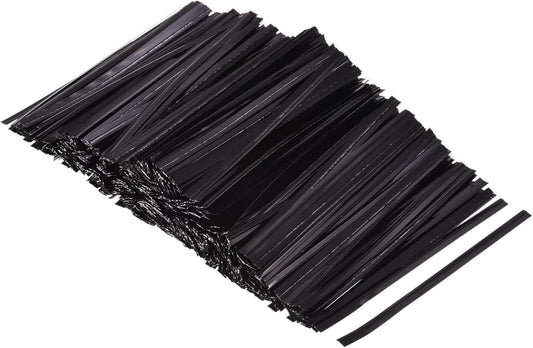 MECCANIXITY Foil Twist Ties 3" 8cm Metallic Plastic Closure Tie for Tying Bread, Candy, Cookies, Gift Bags Arts Crafts Ties Black Pack of 750