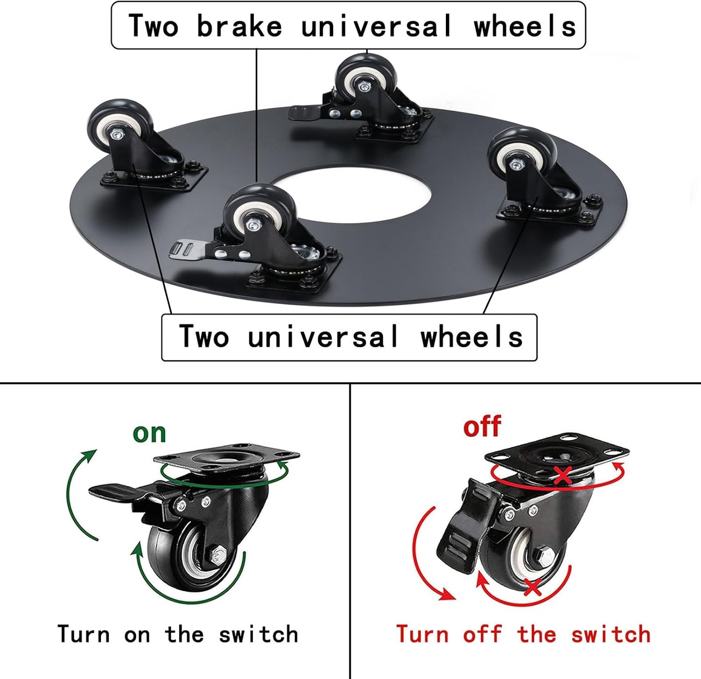 Plant Stand with Wheels,3.0mm Thick Aluminum Alloy Plant Caddy with Wheels Heavy Duty, Rolling Plant Stand Holds 16 Inch and 500lbs(Black)