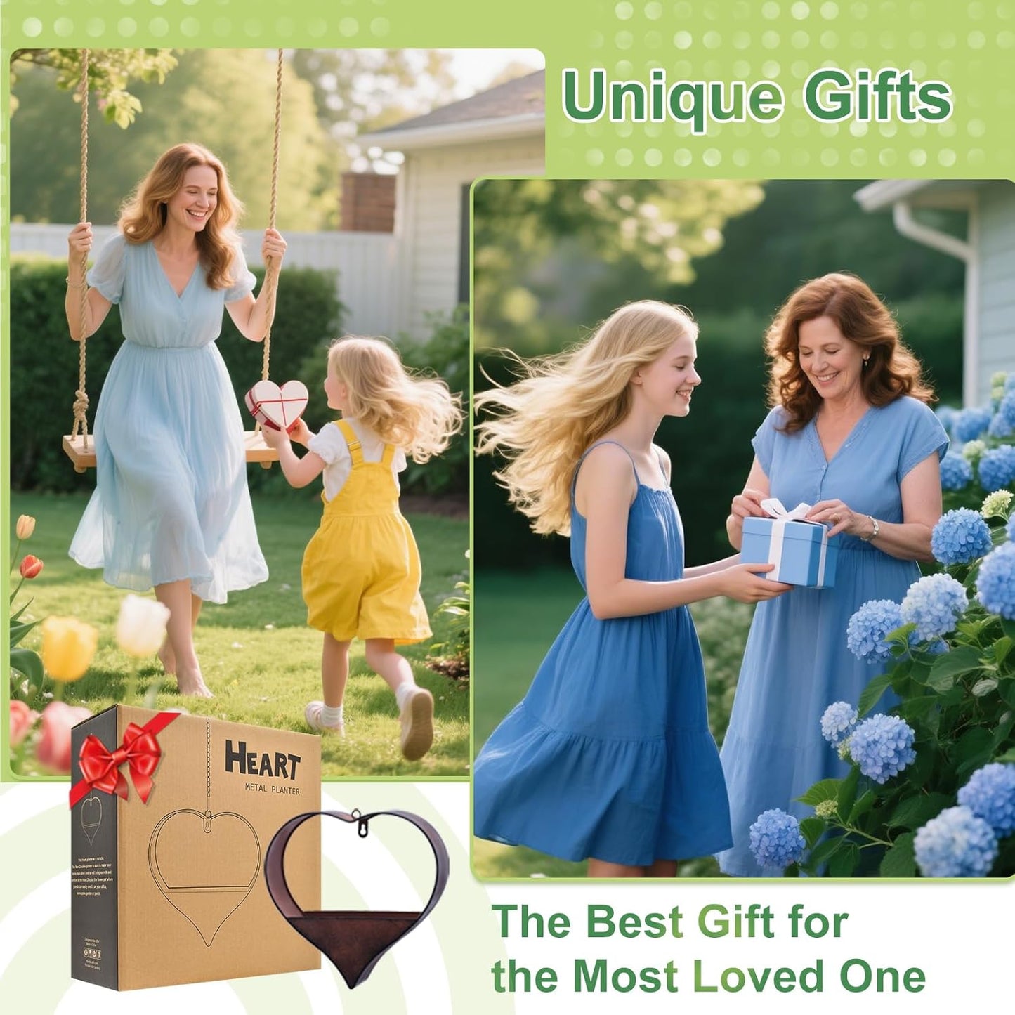 Metal Plant Hangers Indoor and Outdoor: Birthday Gifts for Women Mom Wife Garden Lovers - Rustic Heart Shape Hanging Planters Perfect for Window Wall Living Room Office Decor