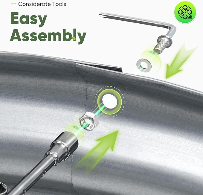 KING BIRD Raised Garden Bed Galvanized Round Planter Box Outdoor for Gardening, Plants, Vegetables, Flowers, Silver, 24x24x12 in, 2 Packs