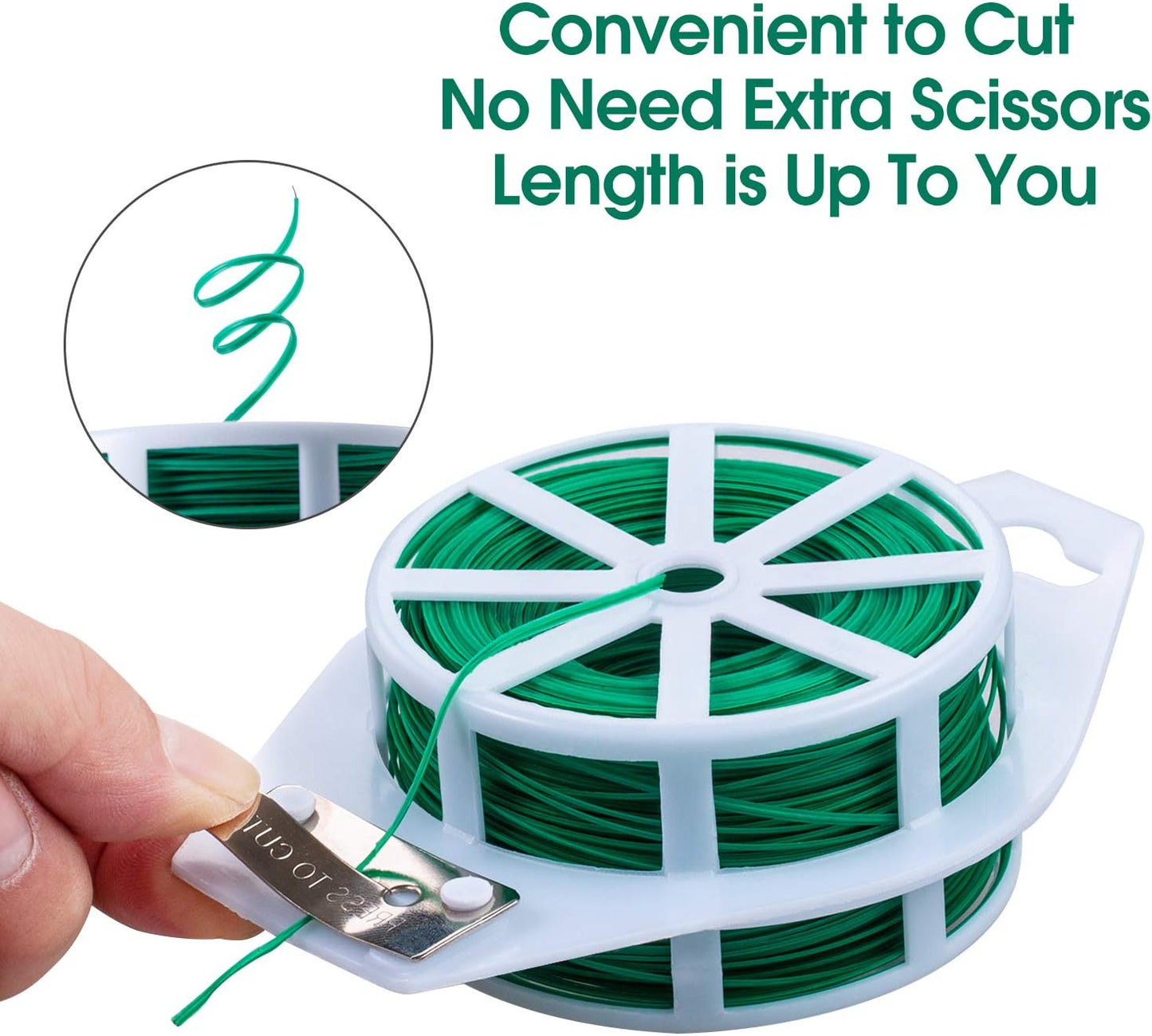 328 Feet (100m) Garden Plant Twist Tie with Cutter Reusable for Plants Growth and Care, Tie Wire Reel for Home and Office Cable Organization, Multifunctional Twist Ties (Green) Rool for Cord & Bag