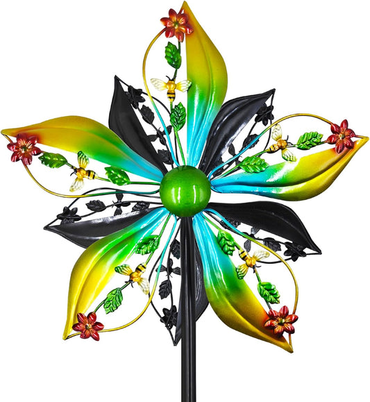 Garden Wind Spinners, 13" Double-Sided Metal Kinetic Wind Sculptures Yard Art for Outdoor Lawn & Patio Decor