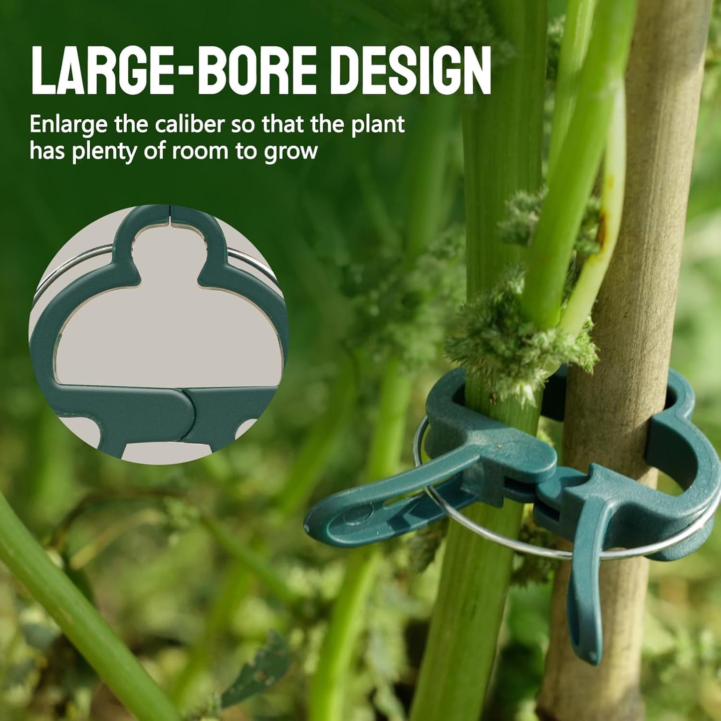 50 Green Pcs Large 2.36 inch Plant Support Clips, Flower and Vine, Tomato Plant Support Clips for Supporting Stems, Vines Grow Upright Climbing, Tool for Straightening, Trellis