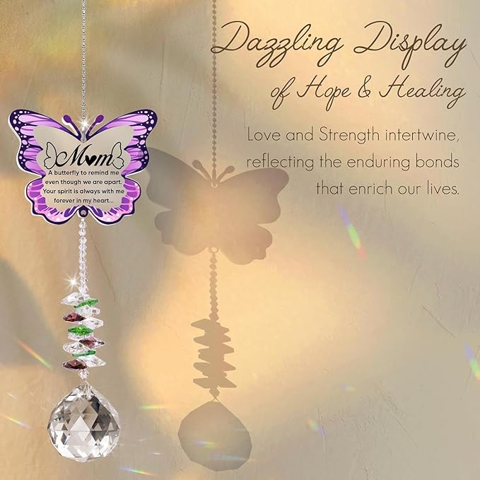 Memorial Gifts for Loss of Mom,Loss of Mother Sympathy Gifts,Sympathy Gift Idea Crystal Ball Suncatcher,Hanging Crystals Ornament for Window,Rainbow Maker
