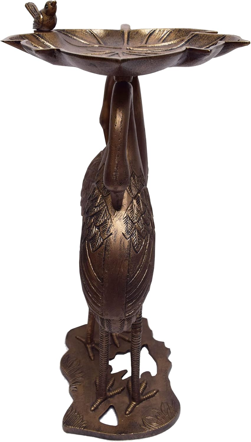 Oakland Living 5608-AB Antique Bronze Cranes & Lily Aluminum Birdbath