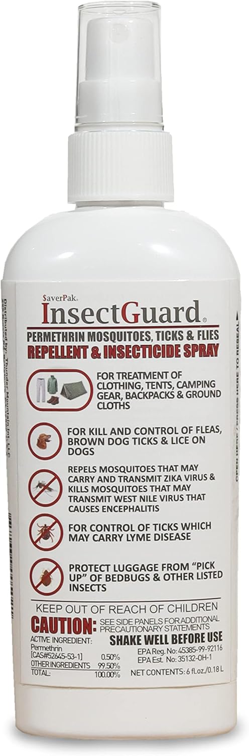 InsectGuard Permethrin Mosquitoes, Ticks and Flies Repellent & Insecticide Pump Spray (6oz)