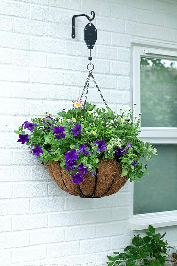 Mkono Hanging Plant Bracket 6 inch Metal Wall Plant Hook Decorative Plant Hanger for Bird Feeders, Planters, Lanterns, Wind Chimes, Home Decor Indoor Outdoor 4 Pack, Black