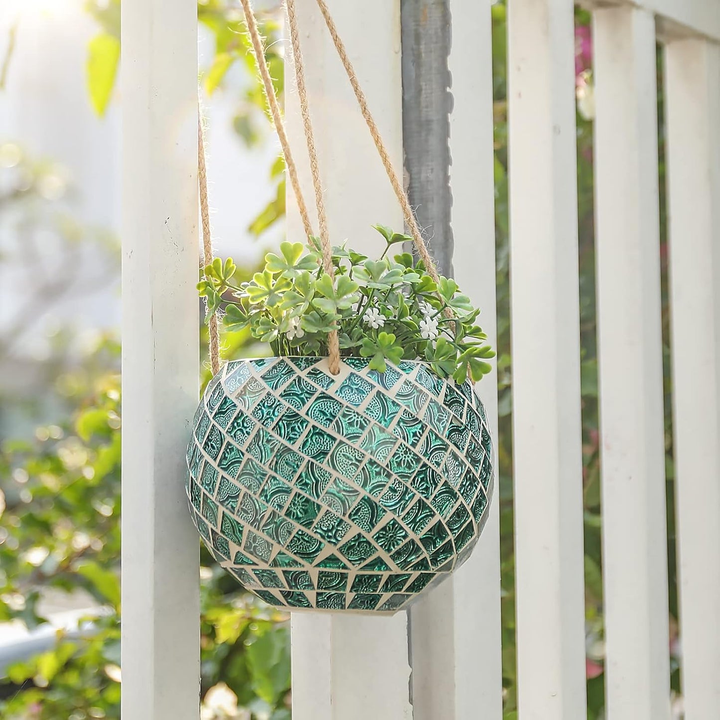 Ceramic Hanging Planter Mosaic Hanging Flower Pot Small Plant Pot for Indoor Plant Disco Ball Planter with Drainage