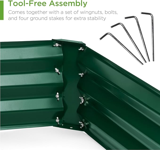 Best Choice Products 6x3x1ft Outdoor Metal Raised Garden Bed Box Vegetable Planter for Vegetables, Flowers, Herbs, and Succulents - Dark Green