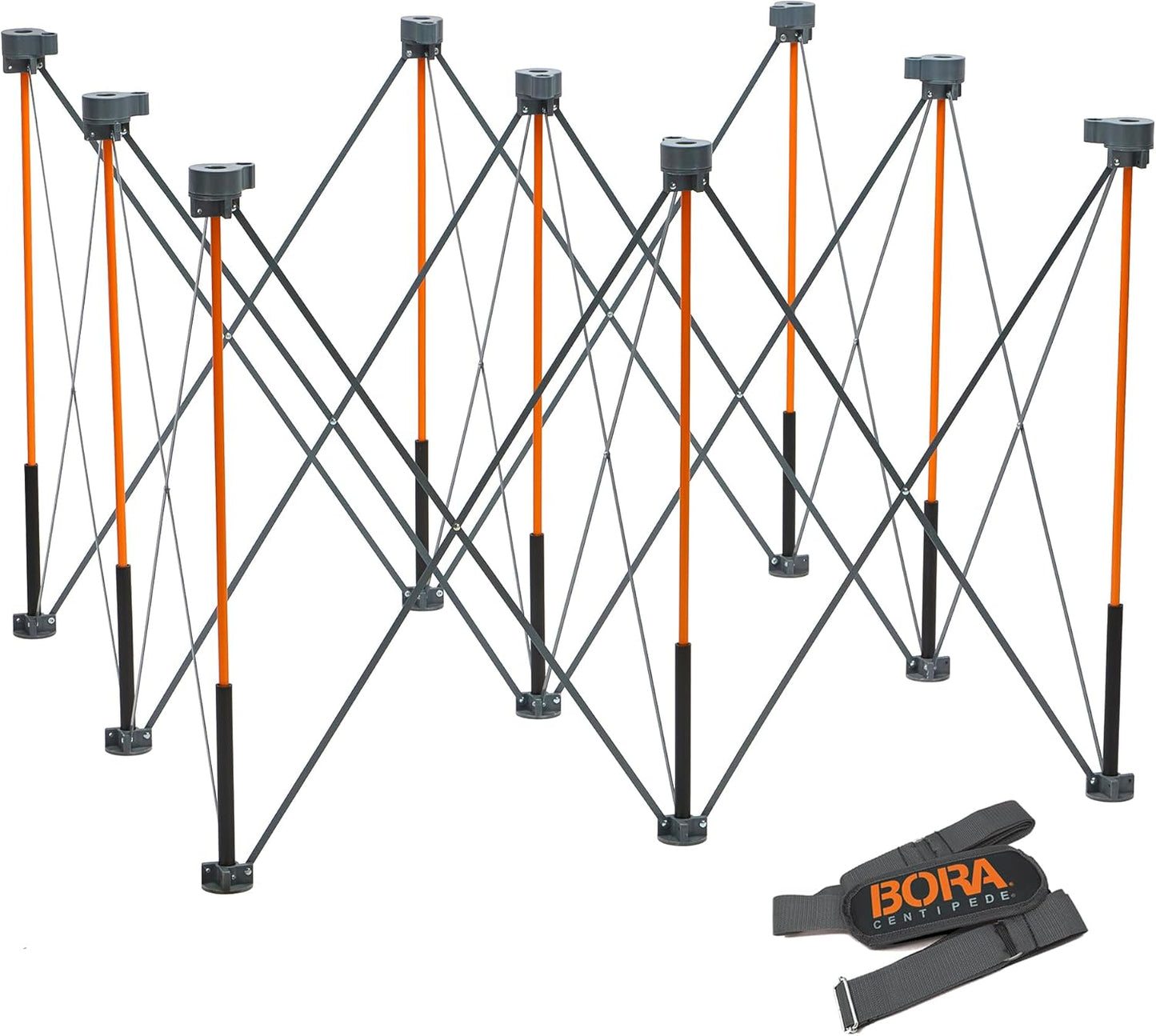 BORA Centipede CT9 36 inch Tall Portable Folding Workstand Workbench with Carry Strap, Collapsible, Construction Table, Support, Sawhorse, 4Ft X 4Ft, 36 inch Work Height, 3500lb Weight Capacity,Orange